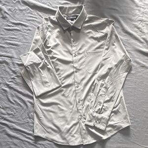 Mizzen+Main Leeward Men's L Slim Fit Dress Shirt Gray Button Long Sleeve